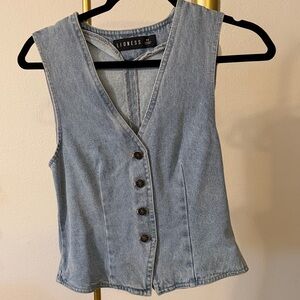 Lioness Light Blue Denim Button-Down Vest